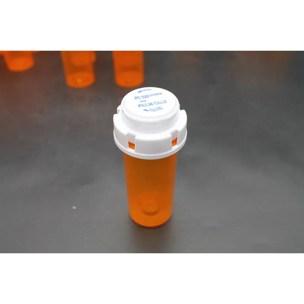 Lot of 38 Empty Prescription Pill Bottles Orange w/ Childproof Caps Pharmacy